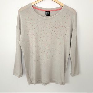 BOBEAU Beige Lightweight Polka Dot Beaded Sweater